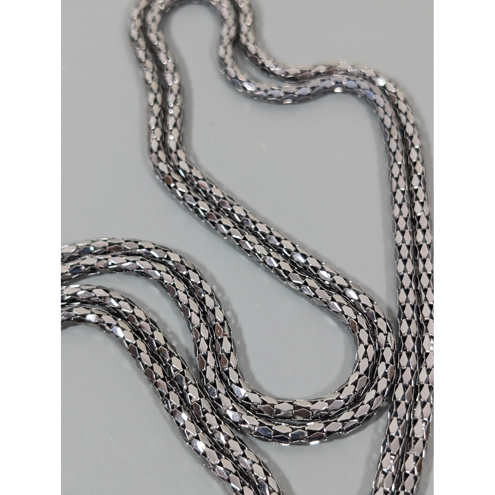 Double Gunmetal Gray Chain Necklace 26″ Layered Knot Minimalist Statement