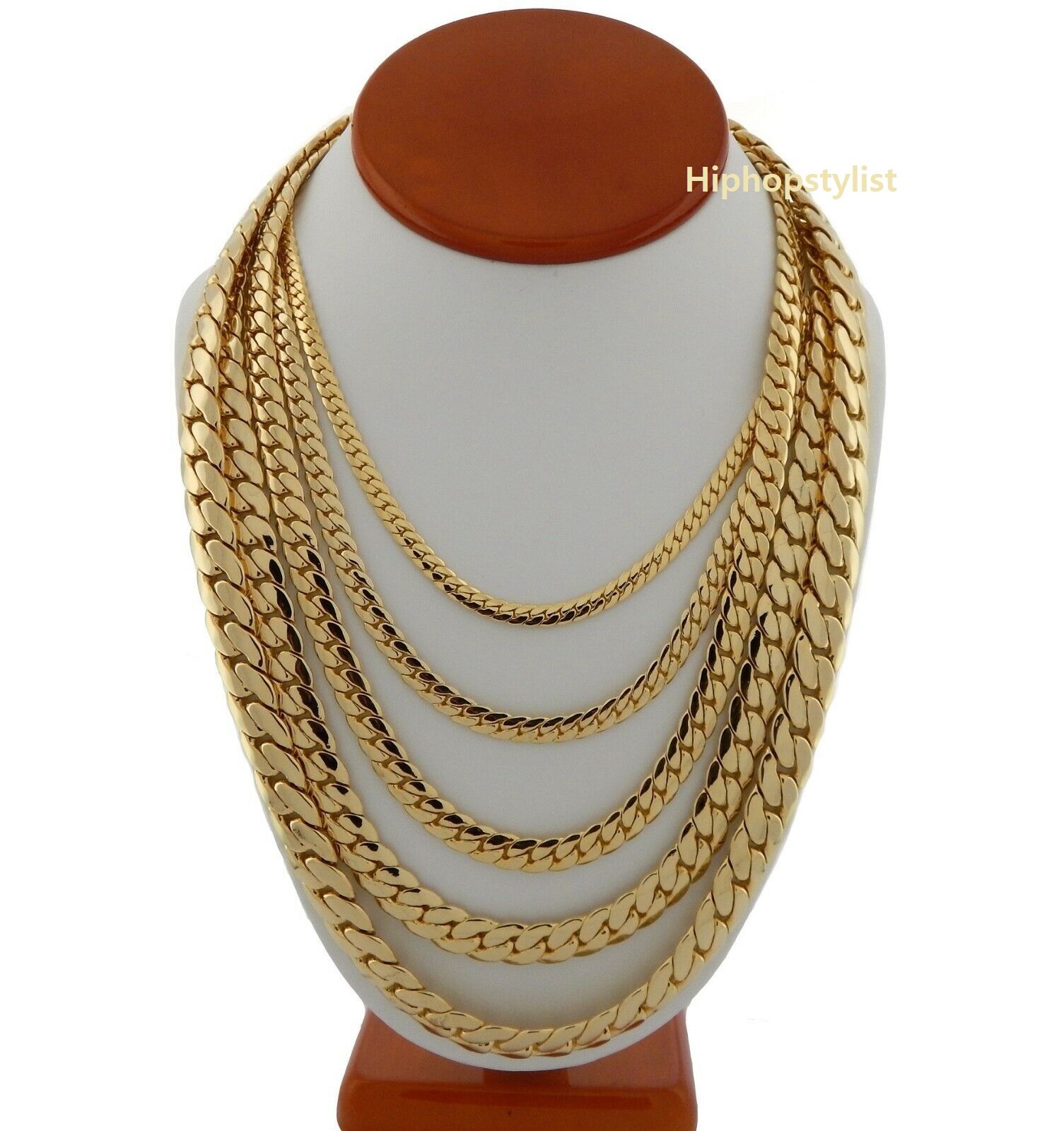 Miami Cuban link Chain Bracelet 5mm 12mm 8″ 20″ 22″ 24″ 26″ 30″ 14k Gold Plated