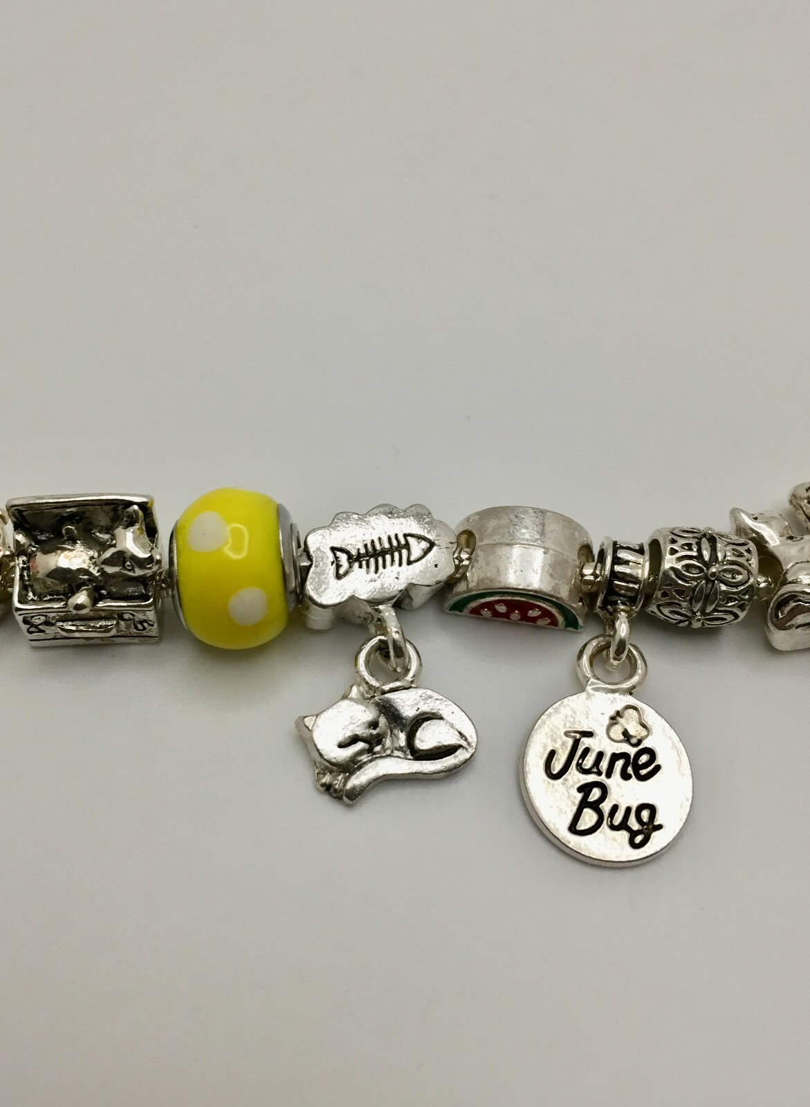 RARE Willabee and Ward Ladybug Dragonfly Kitten Kitty Cat Animal Charm Bracelet