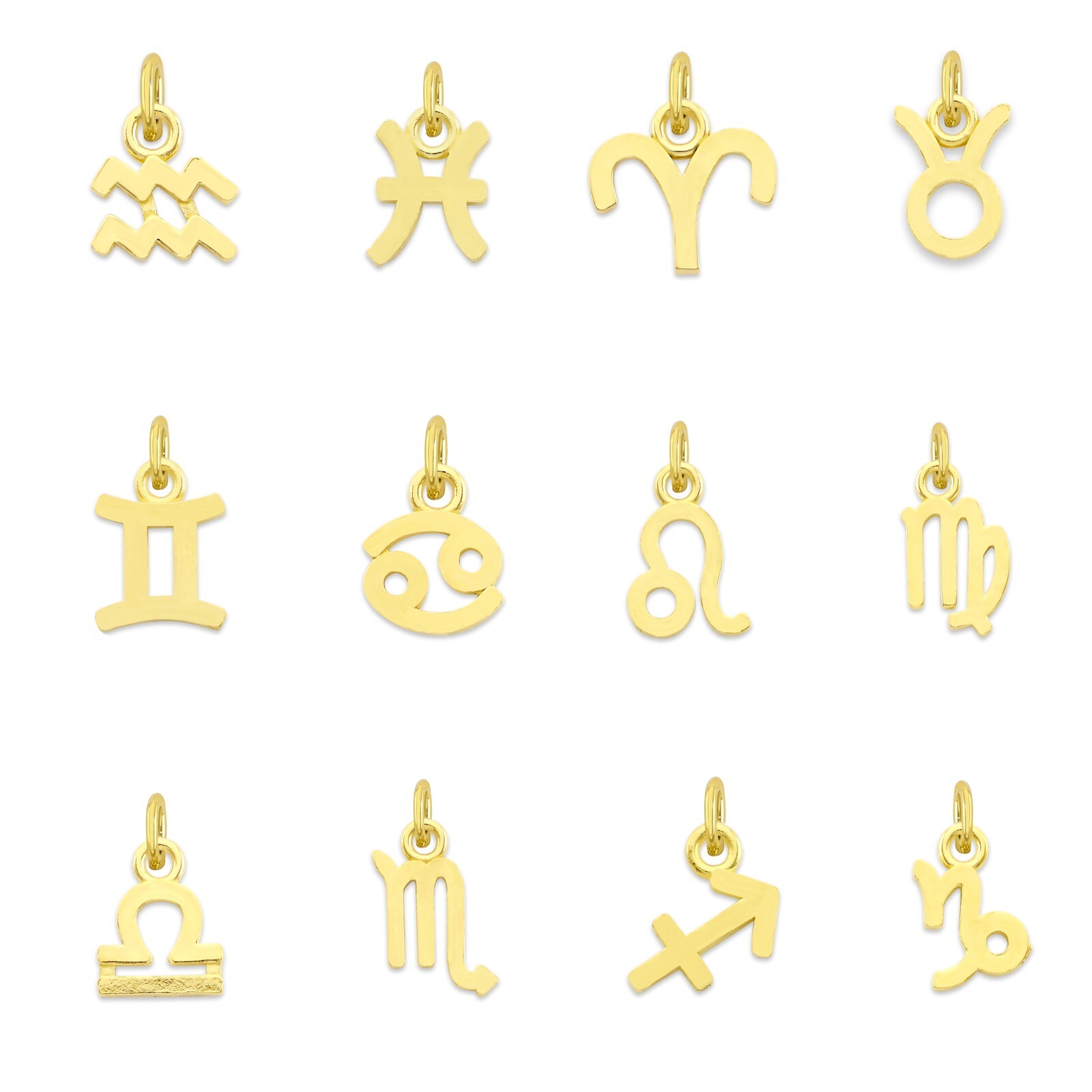Solid Gold Zodiac Charm Available in 10k or 14k, Cute Horoscope Charm