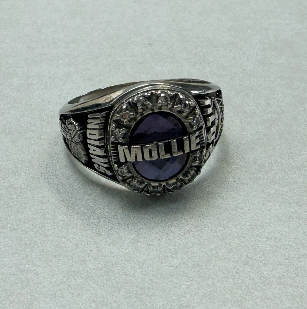 Indians Basketball Championship 2014 Ring Purple Stone Silver Tone Moline Sz 7