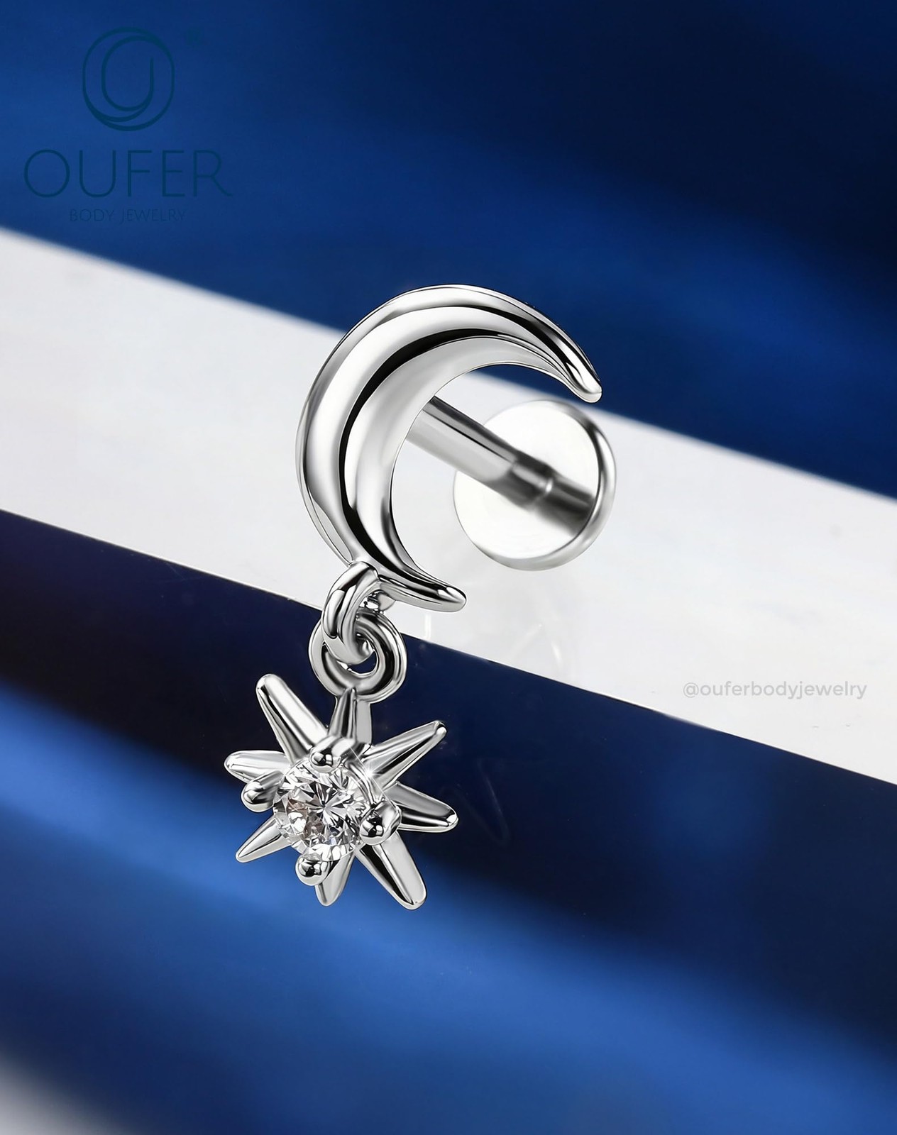 OUFER Body Piercing Dainty Helix Earring 16G Dangly 1.2*8mm, silver
