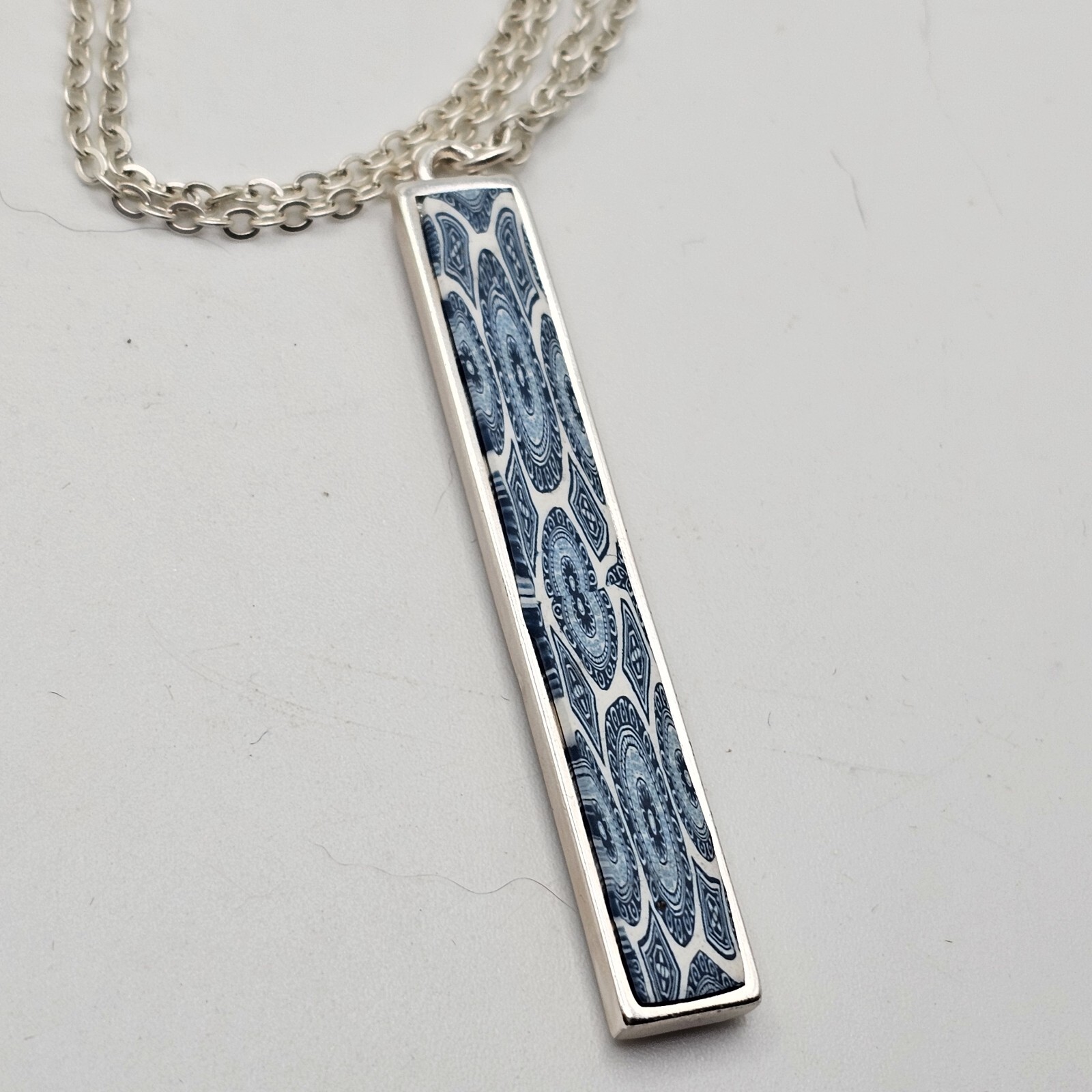 Jilzarah Reversable Necklace Dutch Blue New With Tags Pendant 2 In 1 Silver Tone