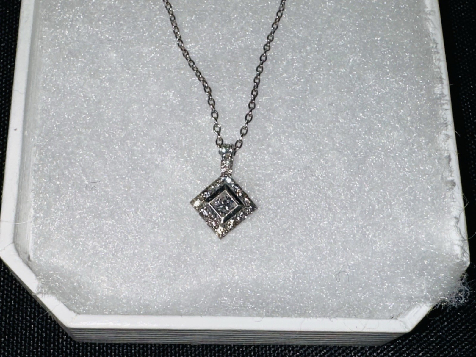 CRISLU Sterling Silver 925 & .48ct CZ Pave Pendant Necklace w/ COA & Box