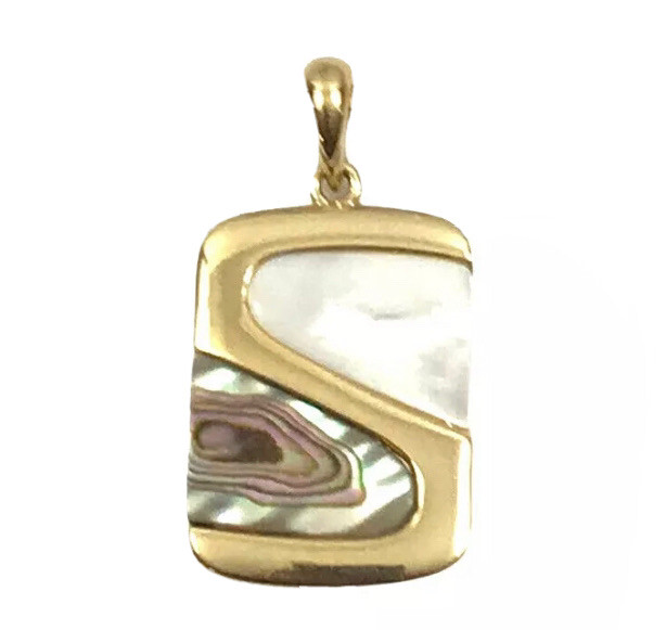 Lia Sophia Water World Abalone & Mother of Pearl Gold Tone Square Slide Pendant