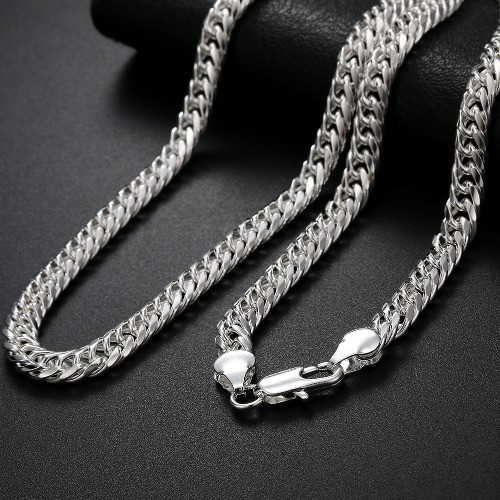 Silver Plated 925 Jewelry Boutique Fashion Jewelry 6MM Full Side Necklace