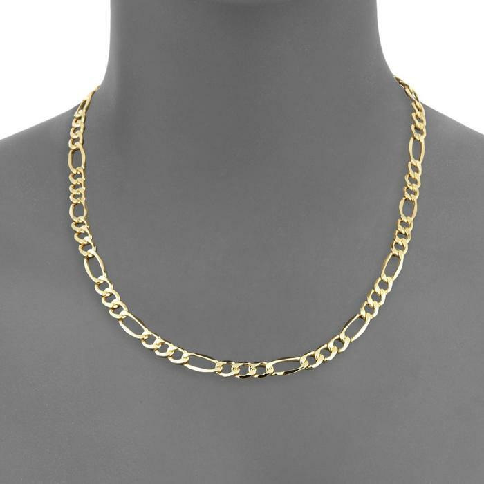 18K Gold Filled 4mm Wide Italian Figaro Chain Necklace Hyperallergenic Lead-Free