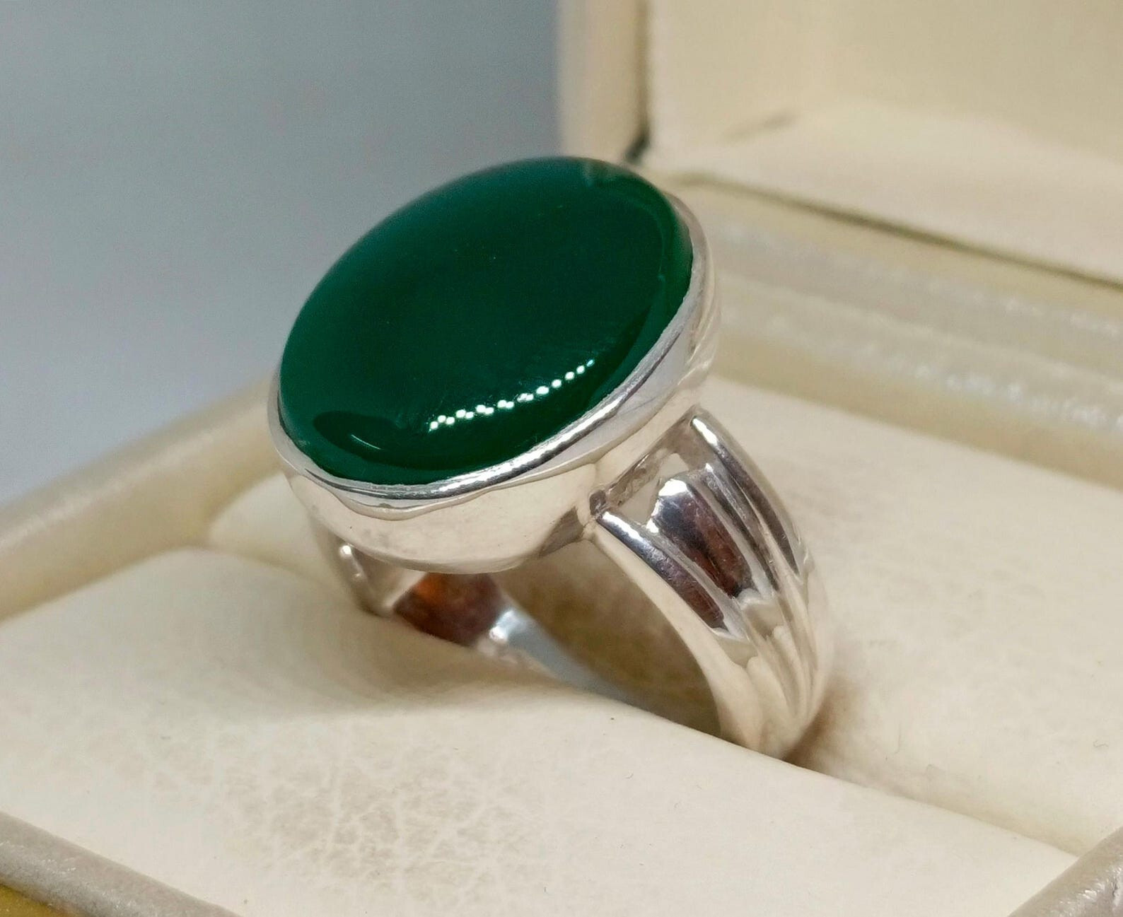 Green Agate Gemstone Sterling Silver 925 Handmade Unisex Ring Everyday Were Ring