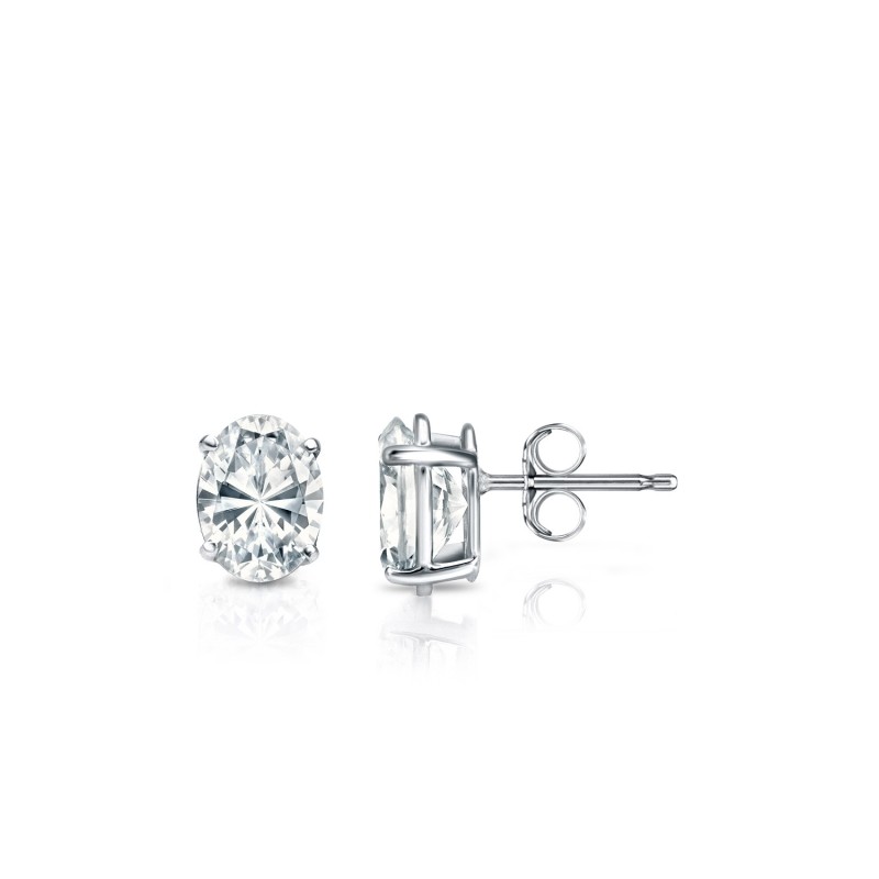 1/2 Ct Oval Simulated Diamond Women Men Stud Earring 14K White Gold Plated