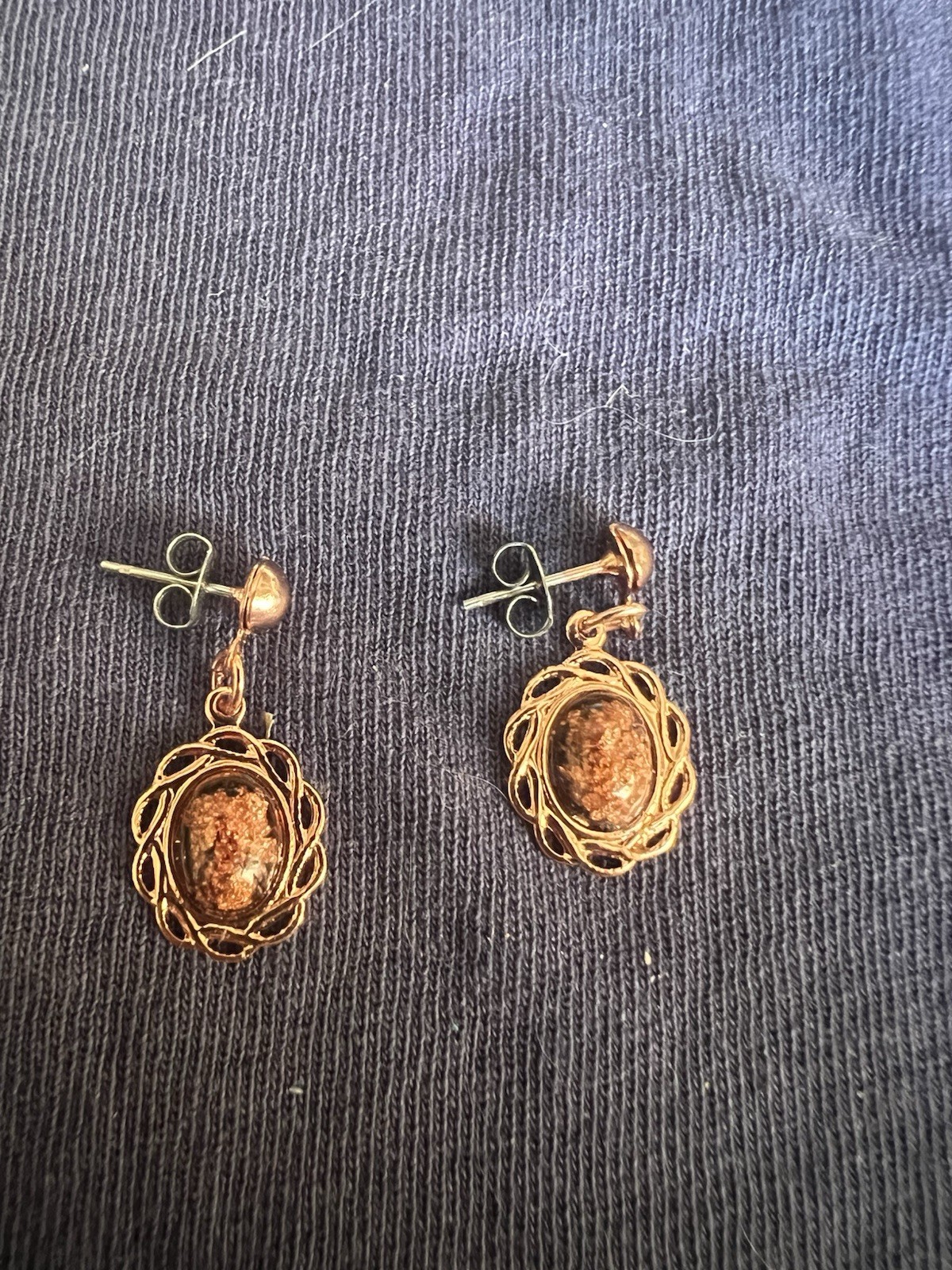 Three Pairs Of Copper Earrings, Copper And Epoxy, Copper Butterfly 328