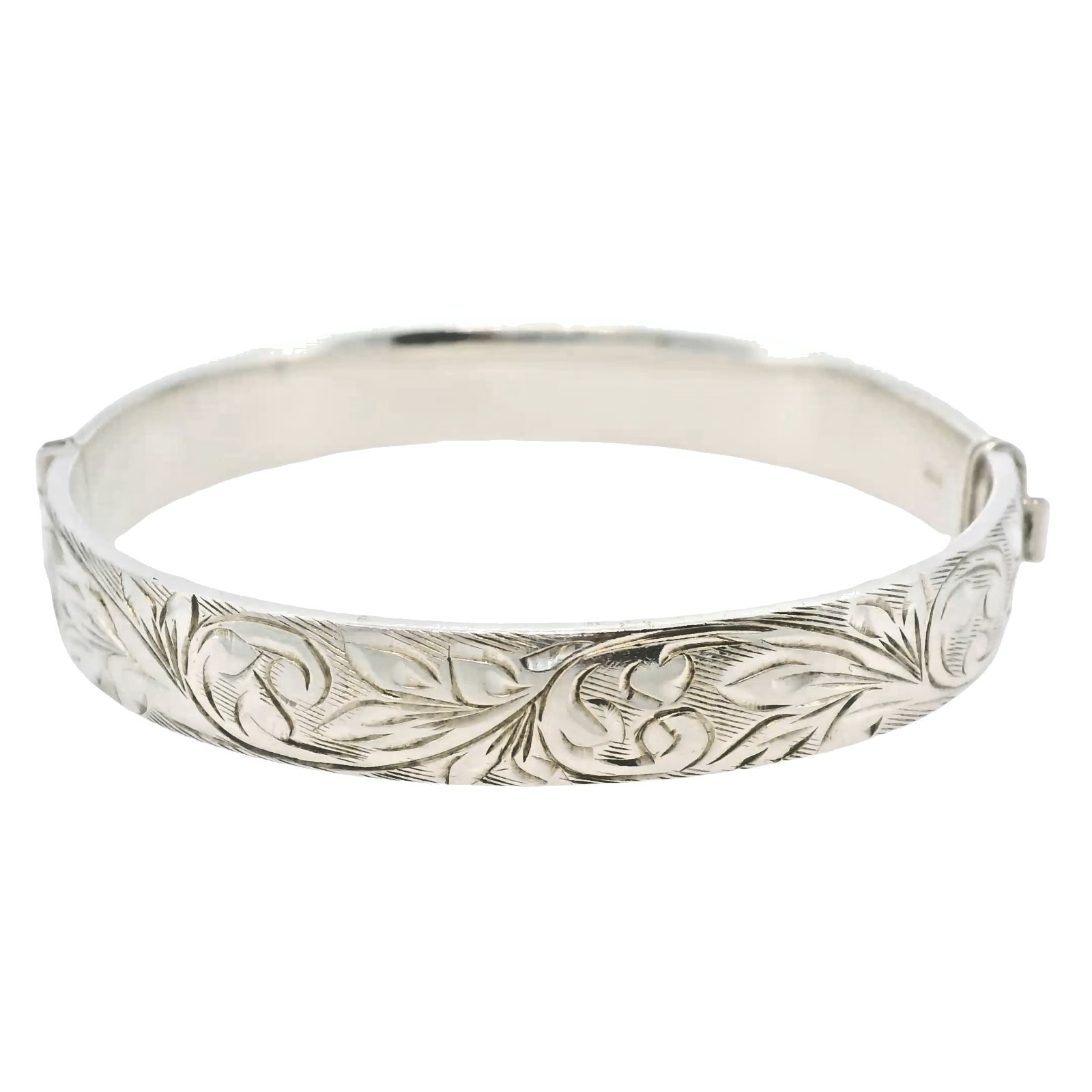 Elegant Vintage Silver Bangle – Birmingham 1971–72 – Push Button Expandable