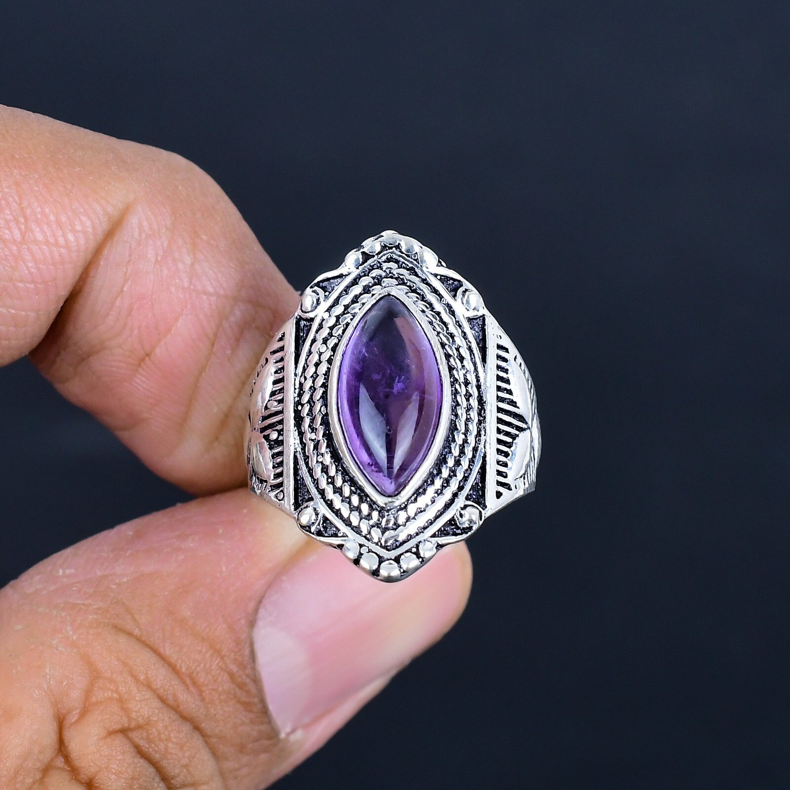 African Amethyst Gemstone 925 Sterling Silver Handmade Stylish Ring Jewelry