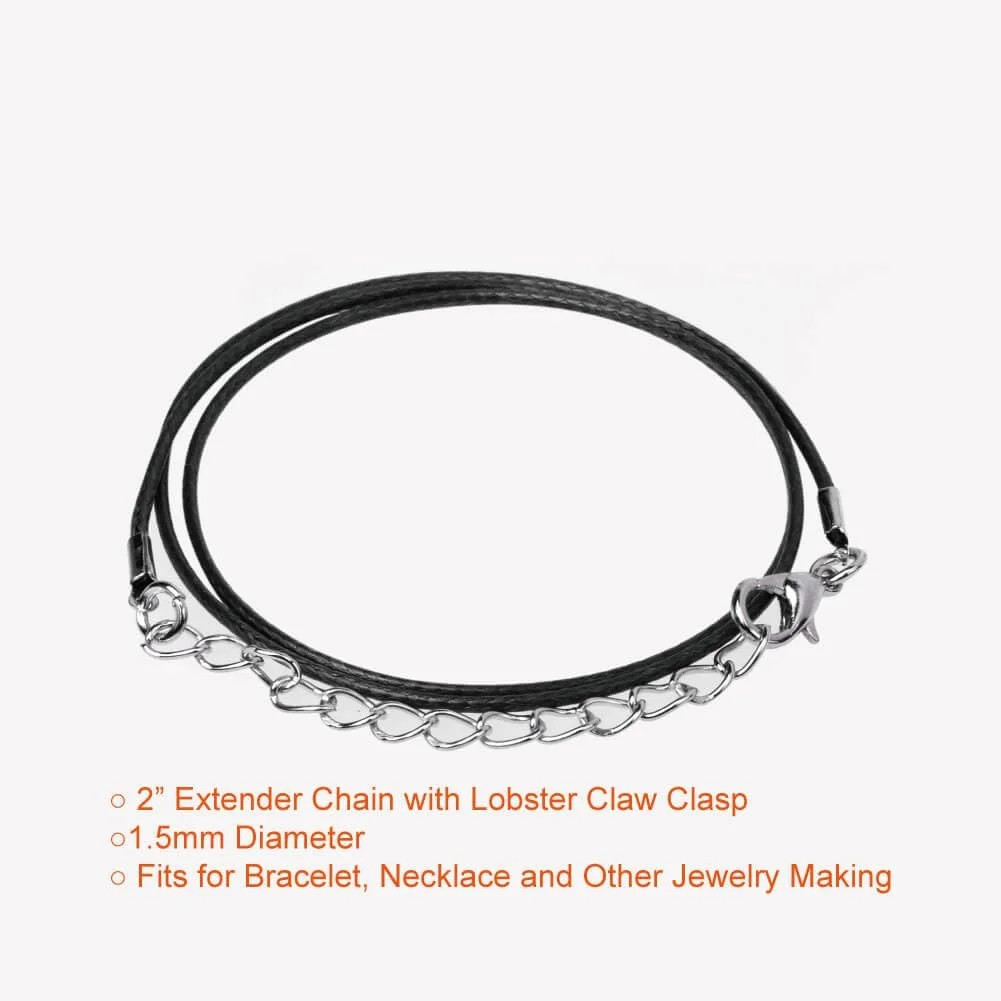 100Pcs Black Waxed Necklace Cord with Clasp Bulk for Bracelet Necklace and Jewel