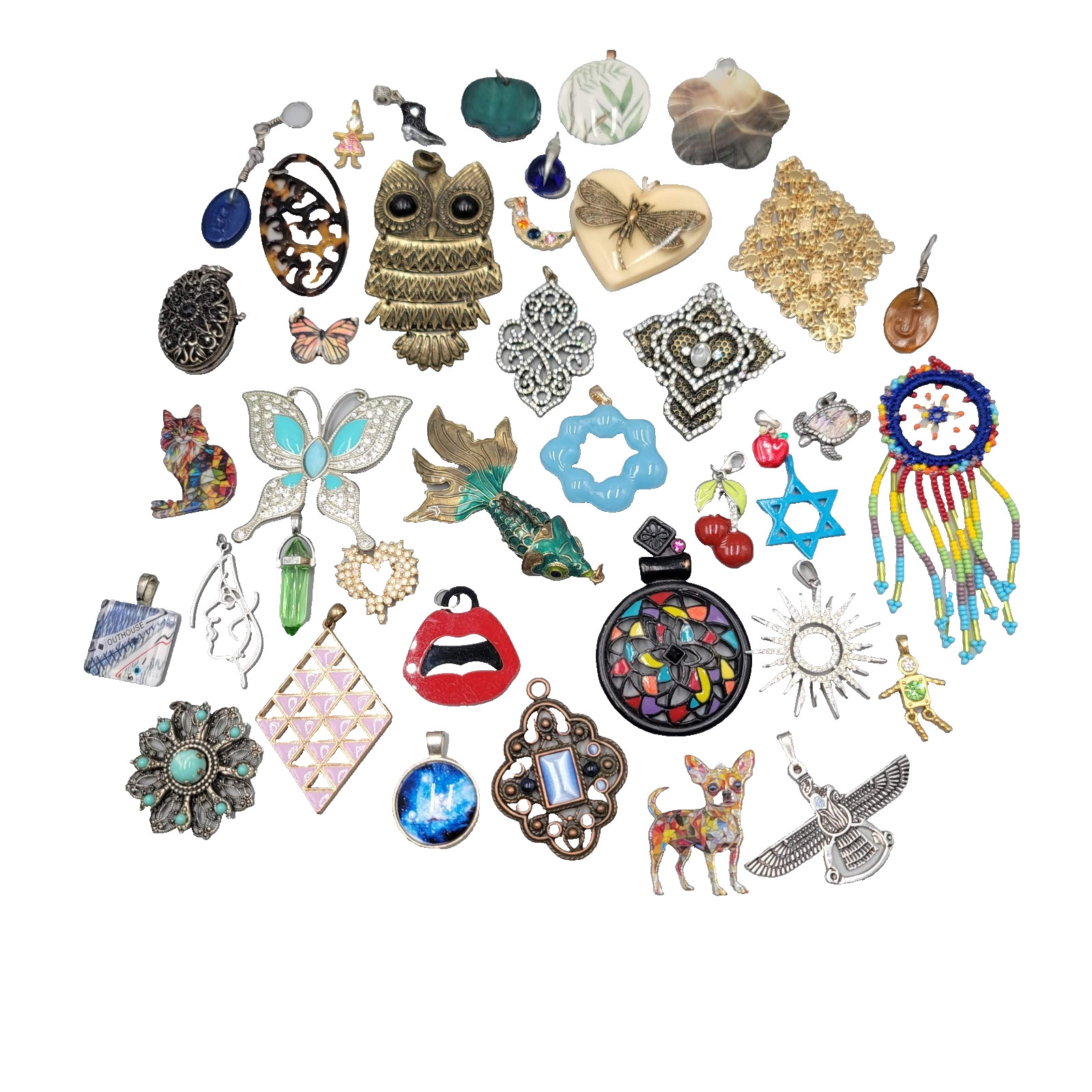 All FUN Modern Pendant Lot of 40 Animals Art Funky Statement Various Styles