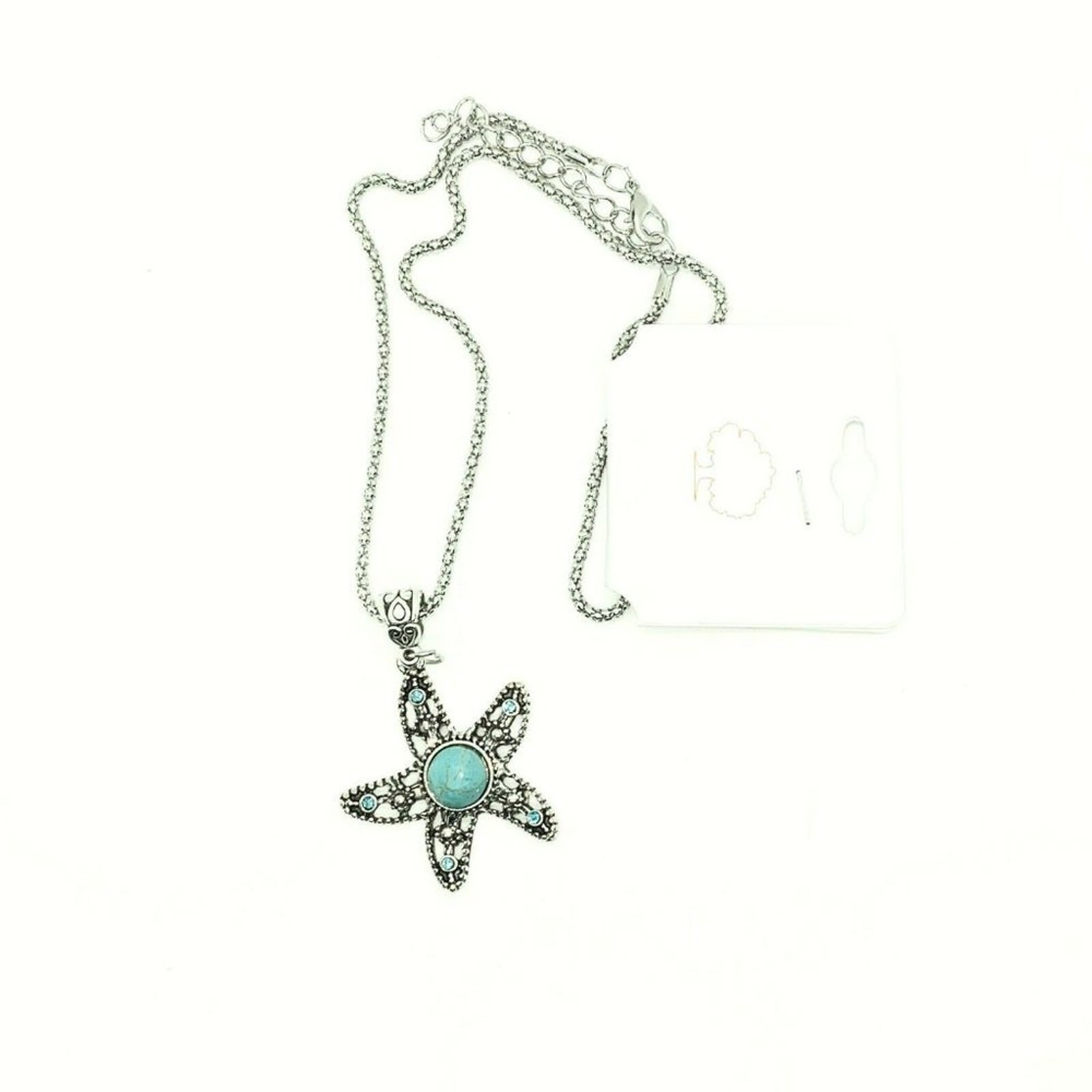 Silver-Tone Turquoise Starfish Necklace