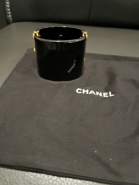 CHANEL Black Cuff Bracelet Gold Plated CHANEL PARIS 6.5″ – 7″ONLY SERIOUS BUYER