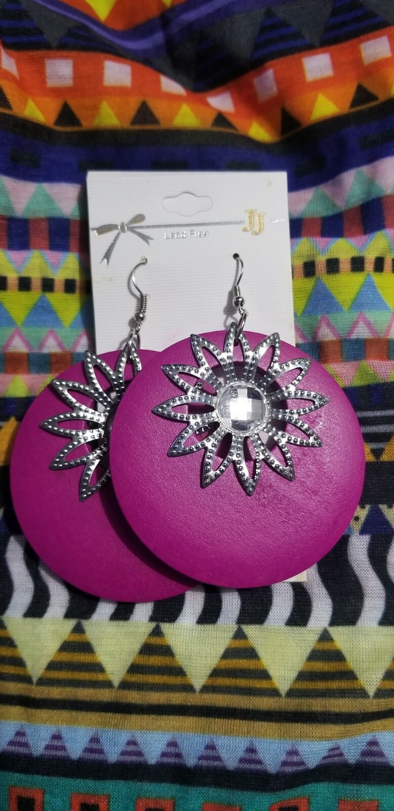 Pink Dye Wood Earrings