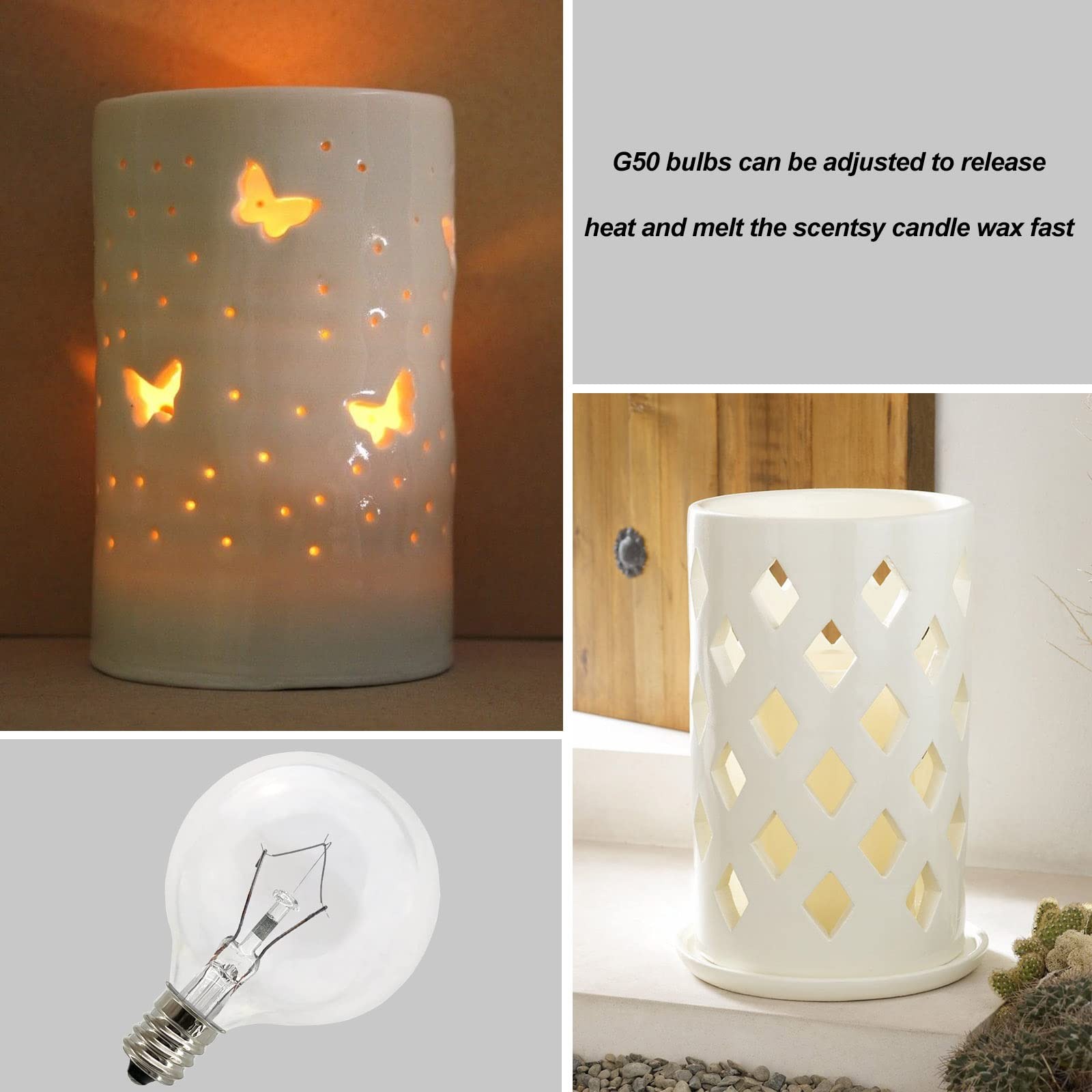 LinMiFo Wax Warmer Bulbs 6 Pack, G50 25 Watt Light 6 Count (Pack of 1), Clear
