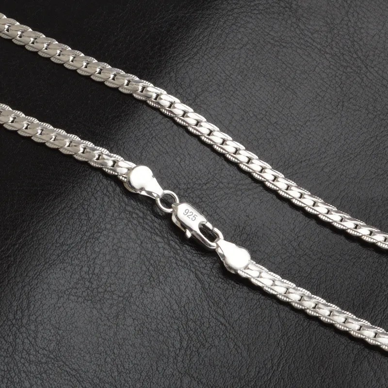 925 Sterling Solid Silver Chain Necklace Jewelry for Women Men Fashion Gift