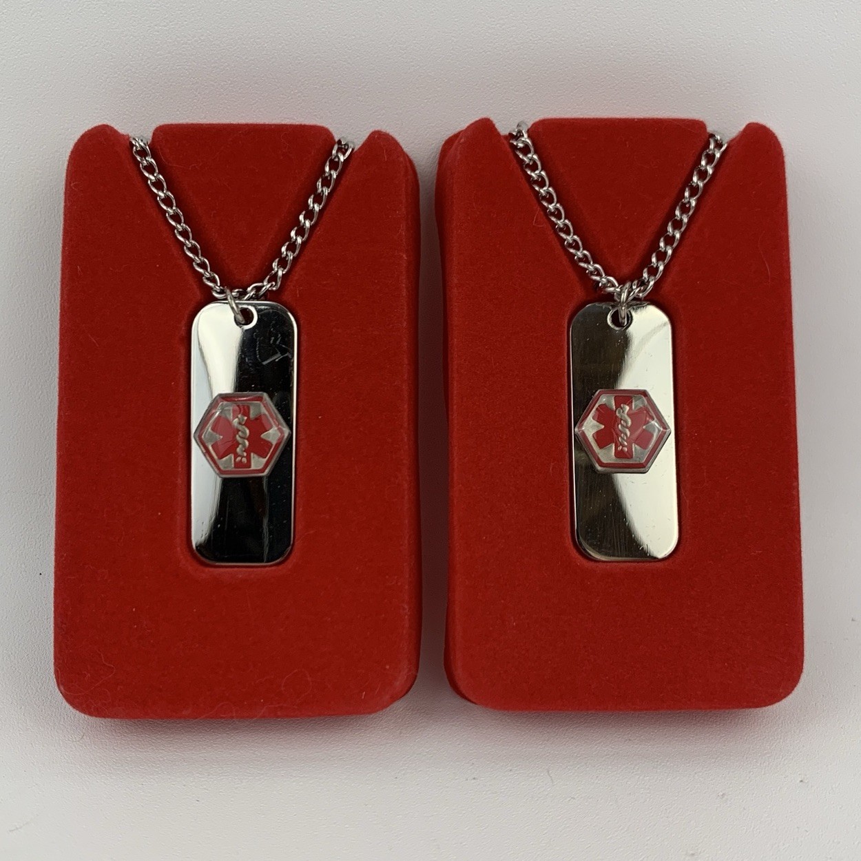 Medical Alert ID Necklaces – Silver Toned – Blank – Set of 2