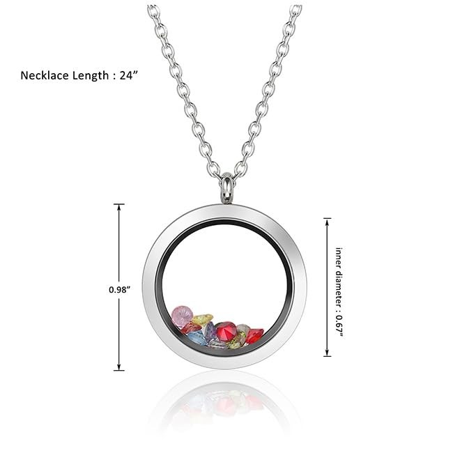 25mm Living Floating Charm Memory Locket Necklace – 316 Surgical Stainless St…