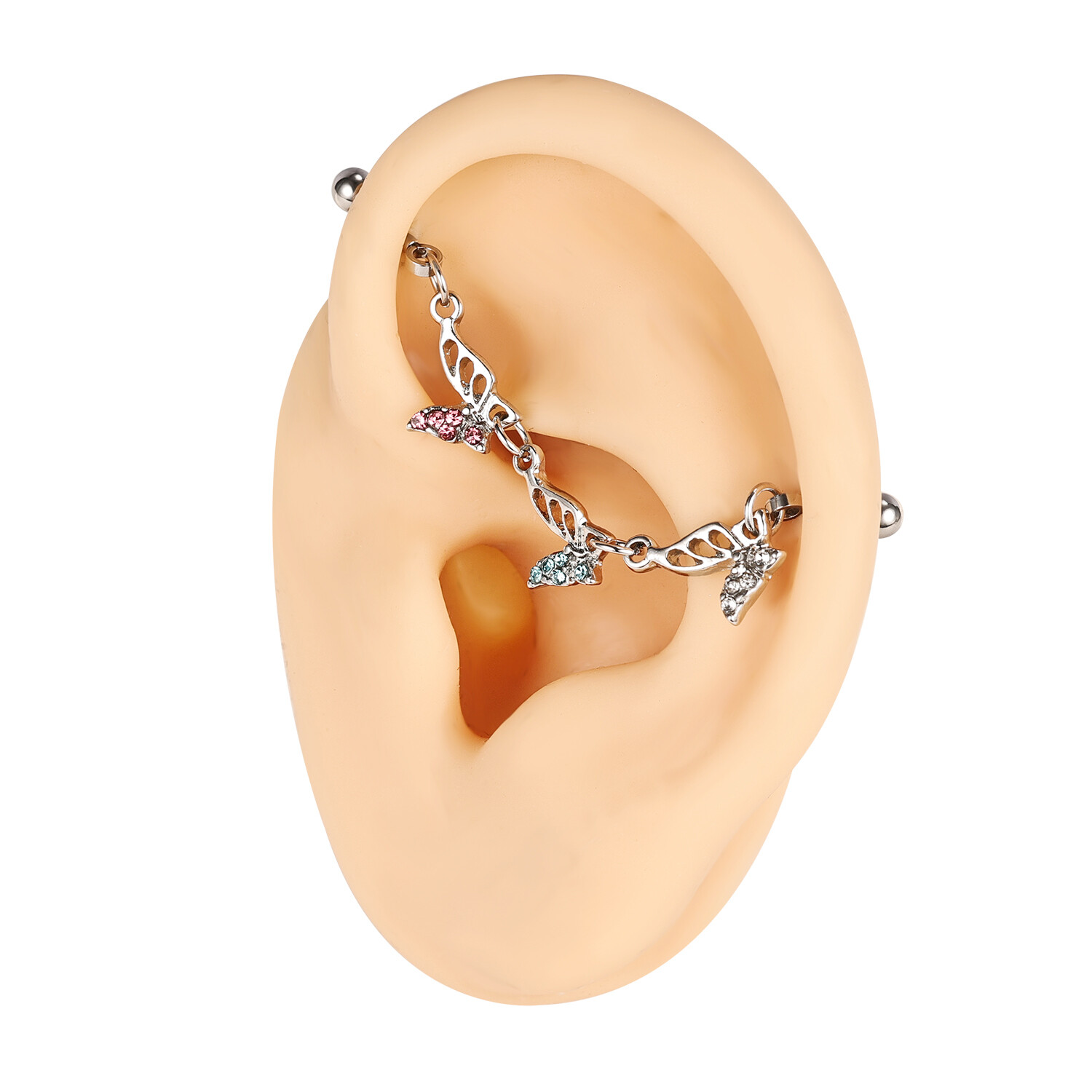 2Pcs 16G Stainless Steel Industrial Barbell Earrings Cartilage Piercing Jewelry