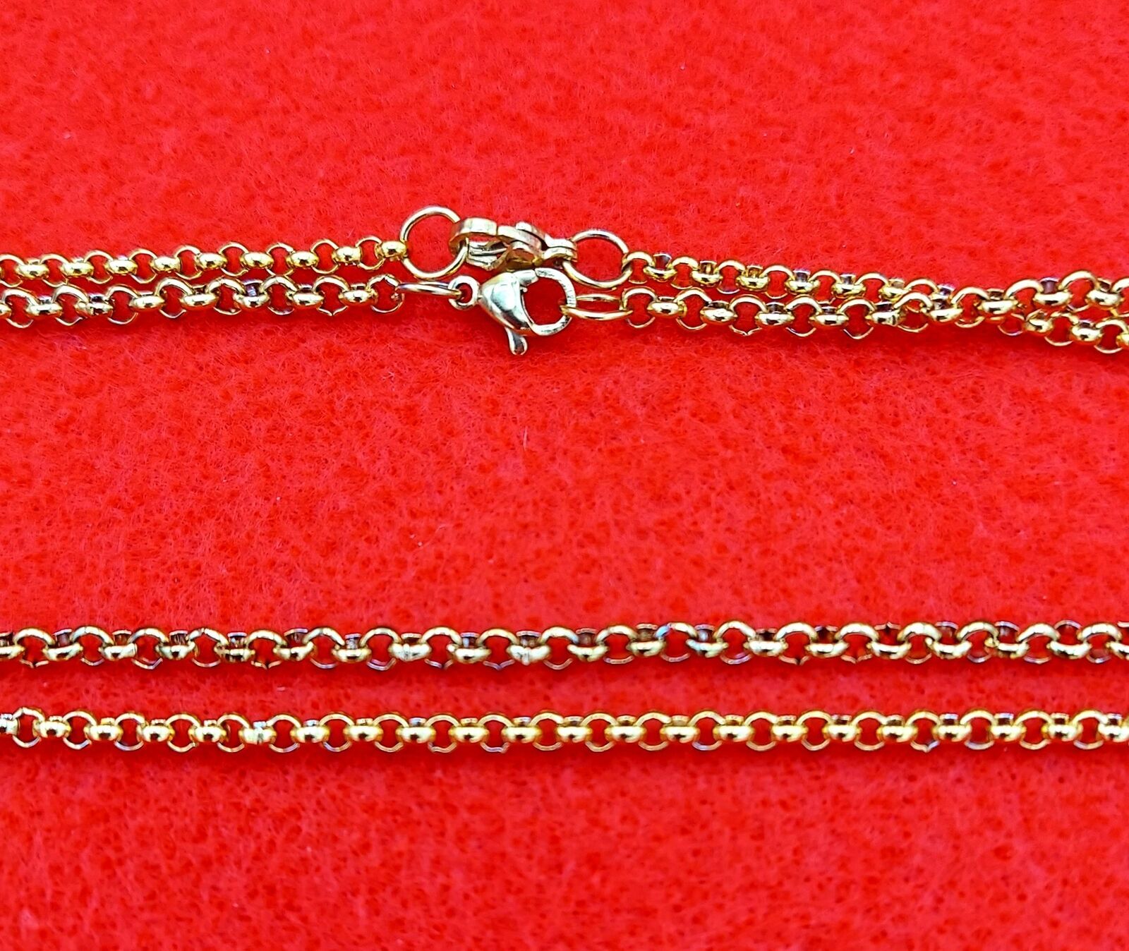 7″-84″ GOLD PLATED STAINLESS STEEL 3MM OR 4 MM ROLO STUNNING LINK NECKLACE-GOLD