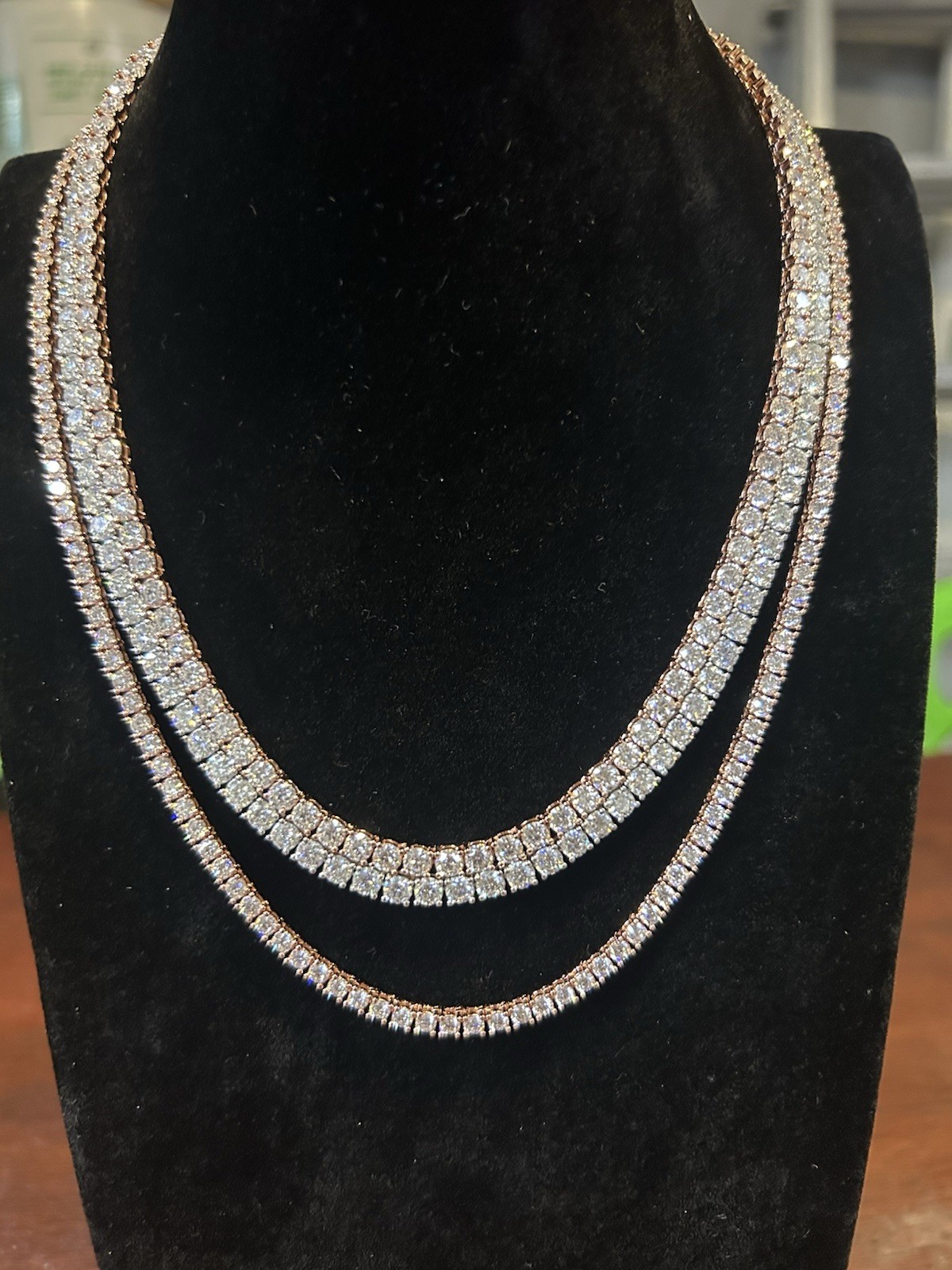 Moissanite Tennis Chains 925 Silver/Rose Gold Vermeil