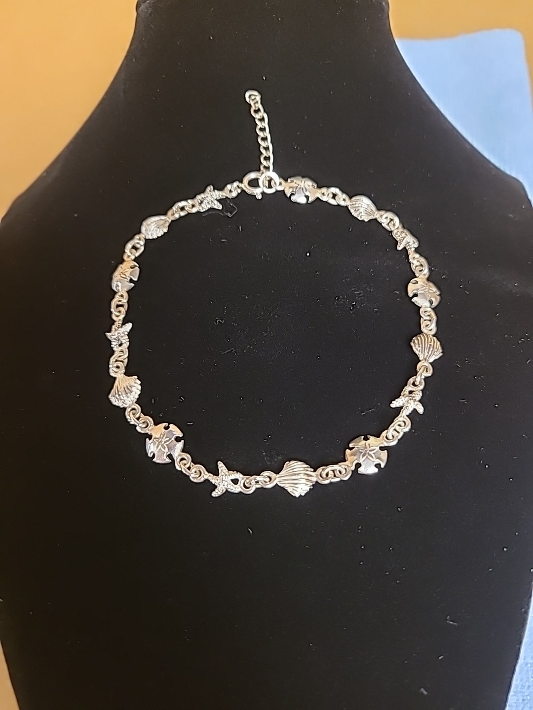 9″ Sterling Silver Seashells Starfish and Sand Dollar Bracelet *SEE PICS