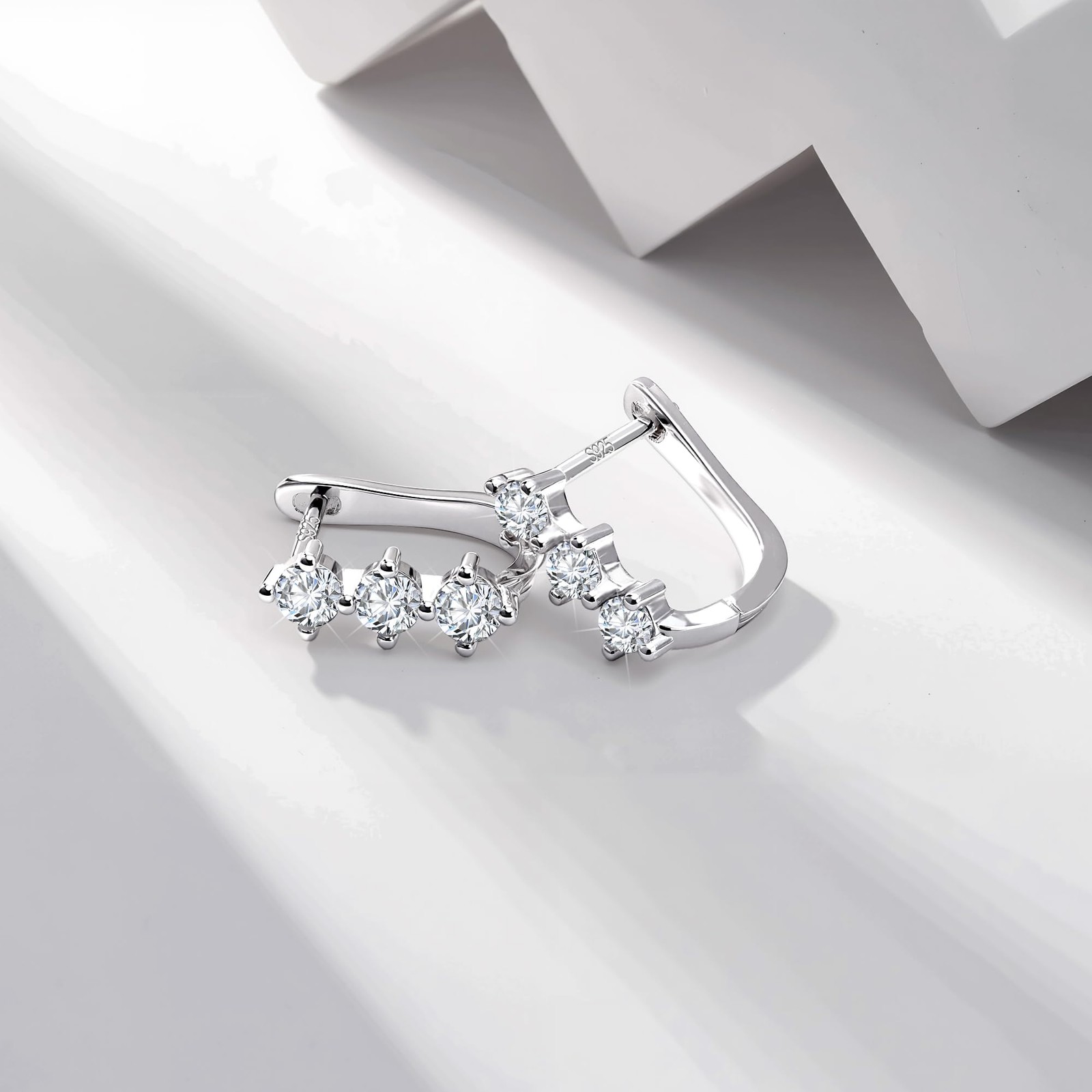 925 Sterling Silver Hoop Earrings for Women, Cubic 12mm x 14mm,