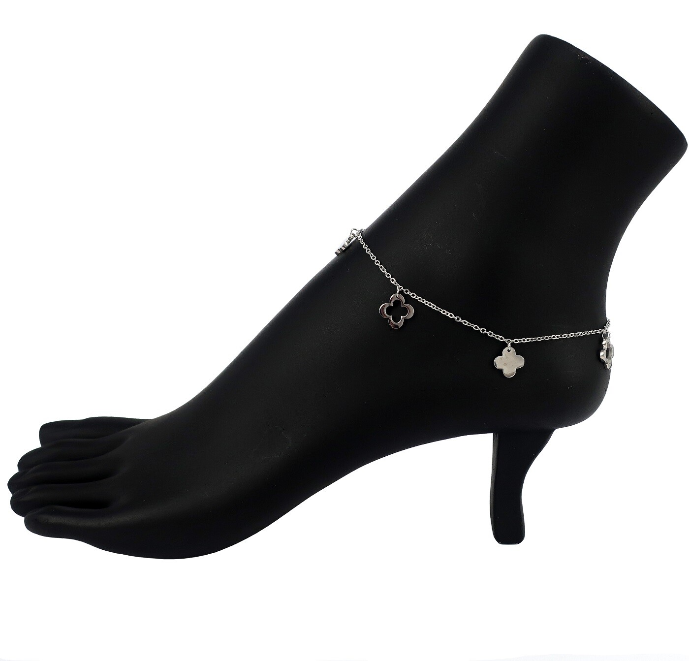 Stainless Steel Anklet Rhodium Ankle Charm Bracelet #8