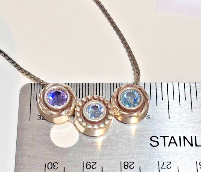Brighton Halo Orion Crystal Trio Pendant Necklace Silver Tanzanite Reversible