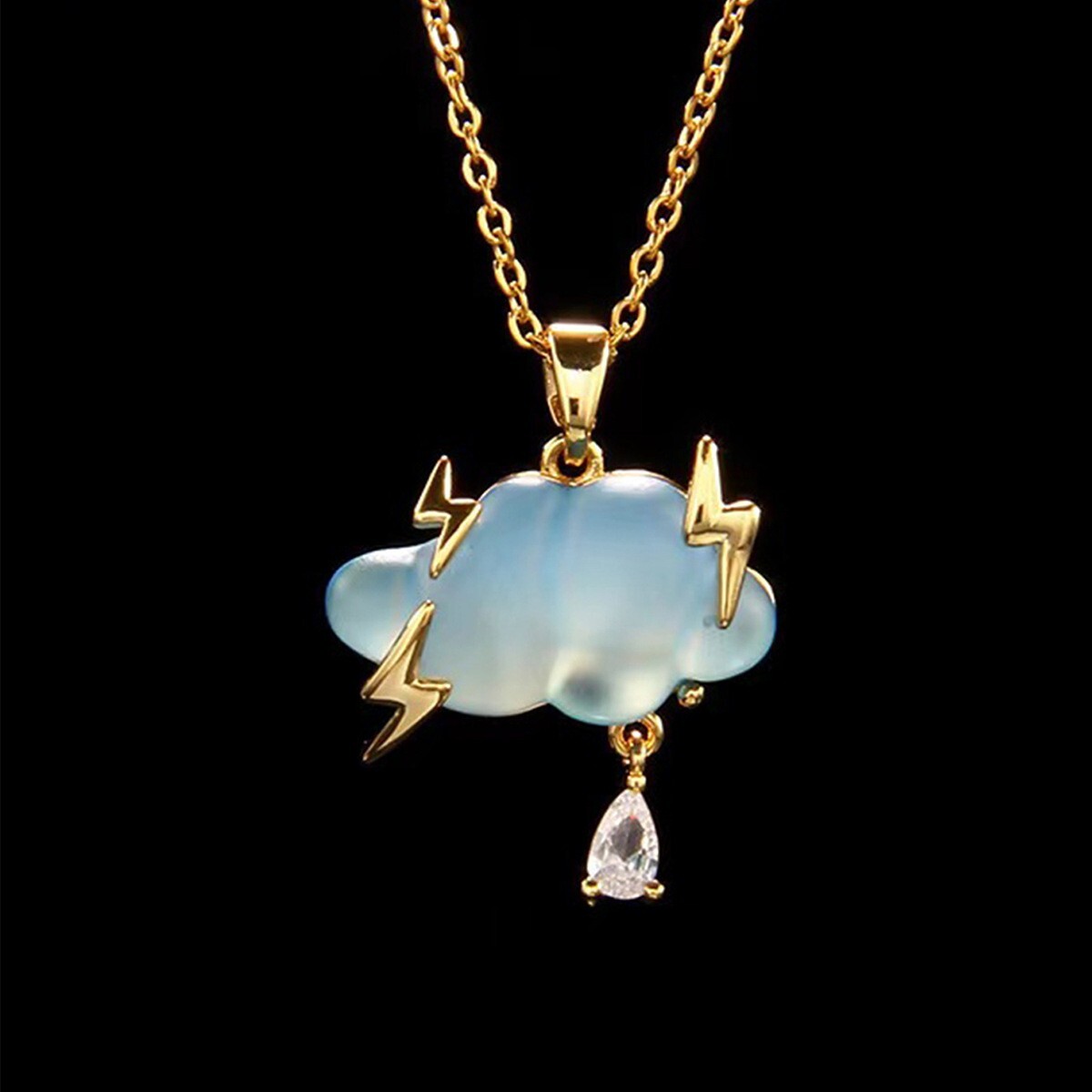 Adjustable Cloud Drop necklace, Fashion Lightning Cloud pendant, women’s jewelry