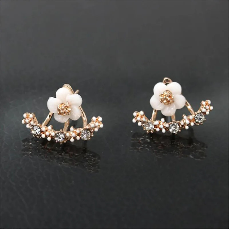 Korean Fashion Daisies Stud Earrings Simple Flower Double Sided Women Jewelry