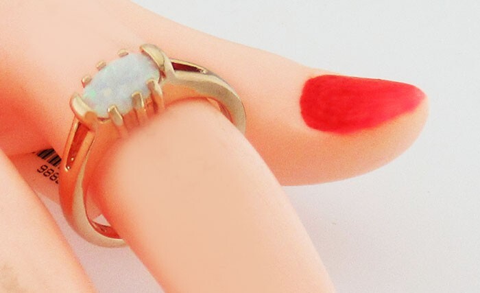 GENUINE 0.80 Cts OPAL RING 14K ROSE GOLD PLATED – New with Tag – MADE IN USA