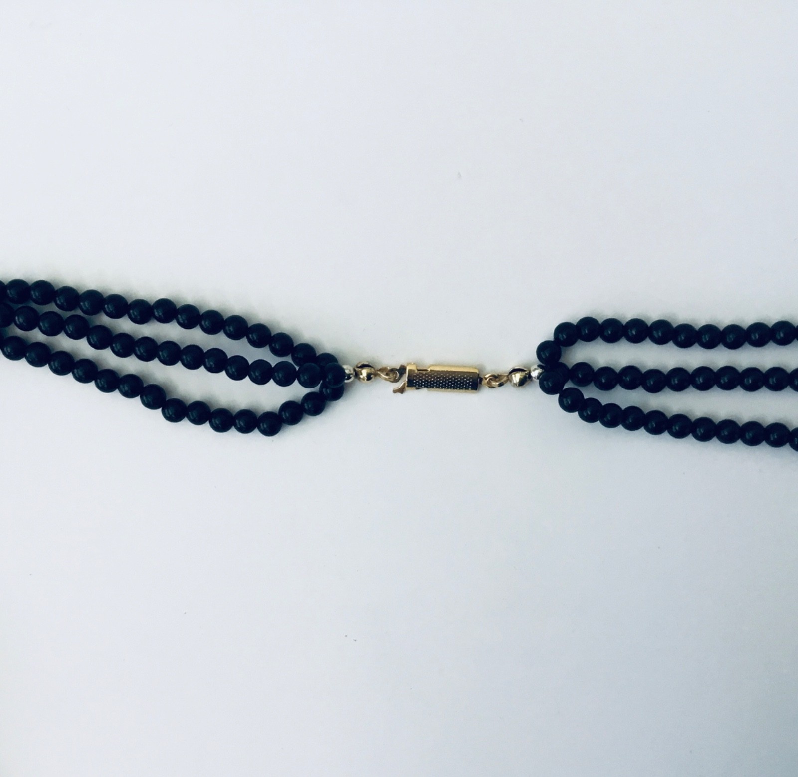 Special Black Onyx W/ Freshwater Pearl 3 strand 27 in Long Necklace NEW