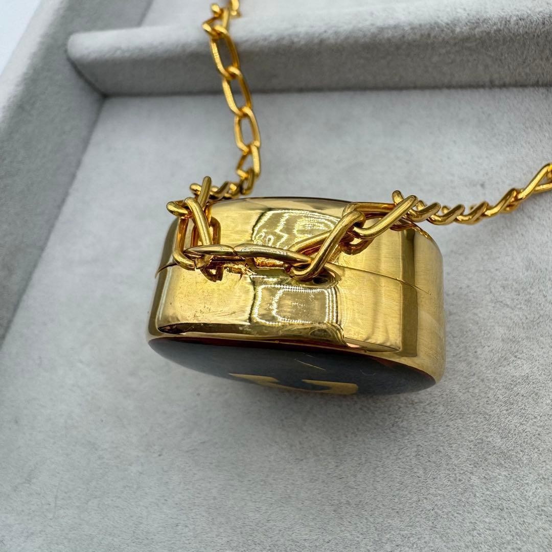 GUCCI Perfume Bottle Necklace Gold-plated Interlocking GG Logo Length: 29.5 in.