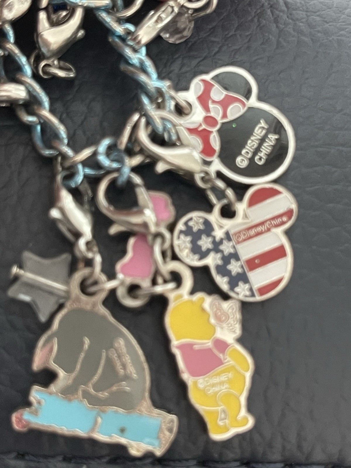 Disney World Blue Chain Charm Bracelet China Mickey Souvenir Gift Minnie