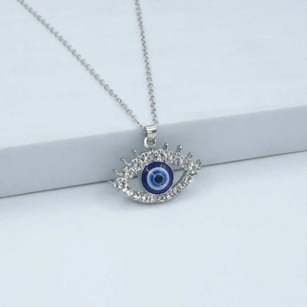Silver Tone Evil Eye Necklace