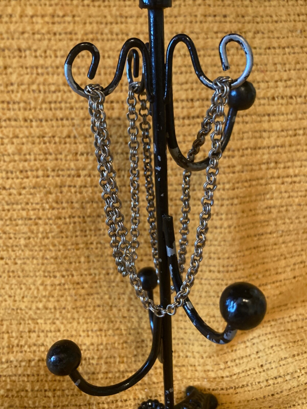 Silver-Gold-Tone Chain Double-Link Infinity Necklace, 11.5in, Mid-Century Modern