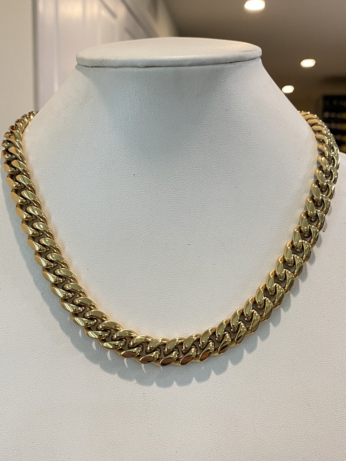 Real Solid 14K Gold Over Stainless Steel Miami Cuban Link Chain Necklace Choker