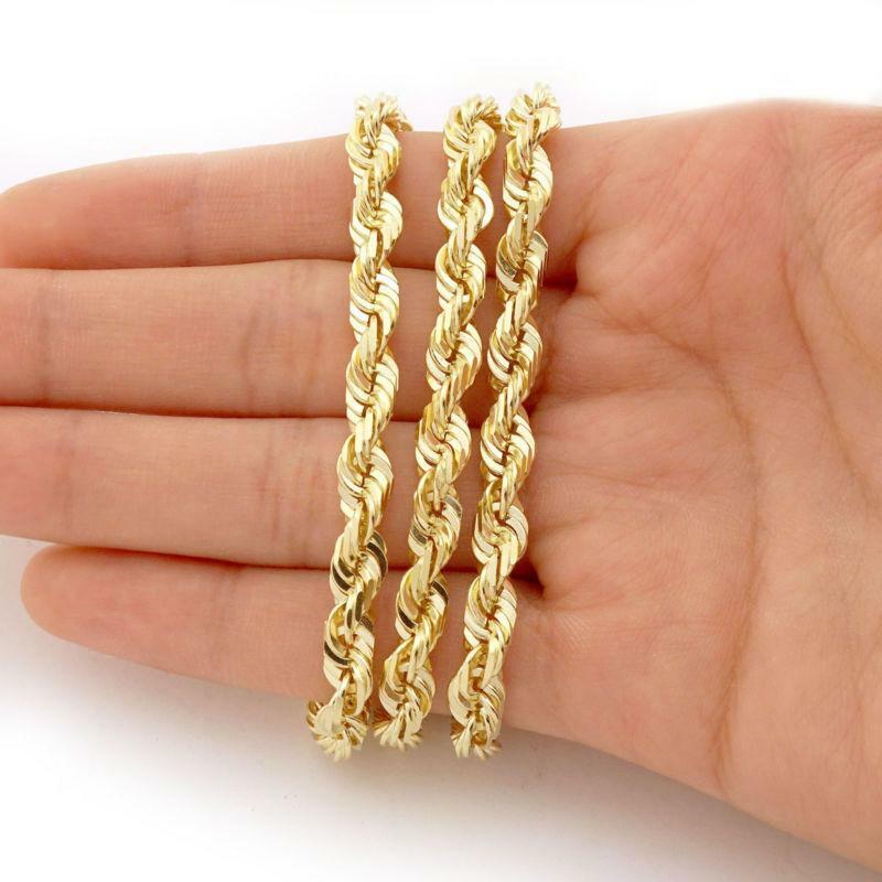 HEAVY 6MM THICK GOLD FILLED 18K Italy solid Rope necklace 22″ chain men women