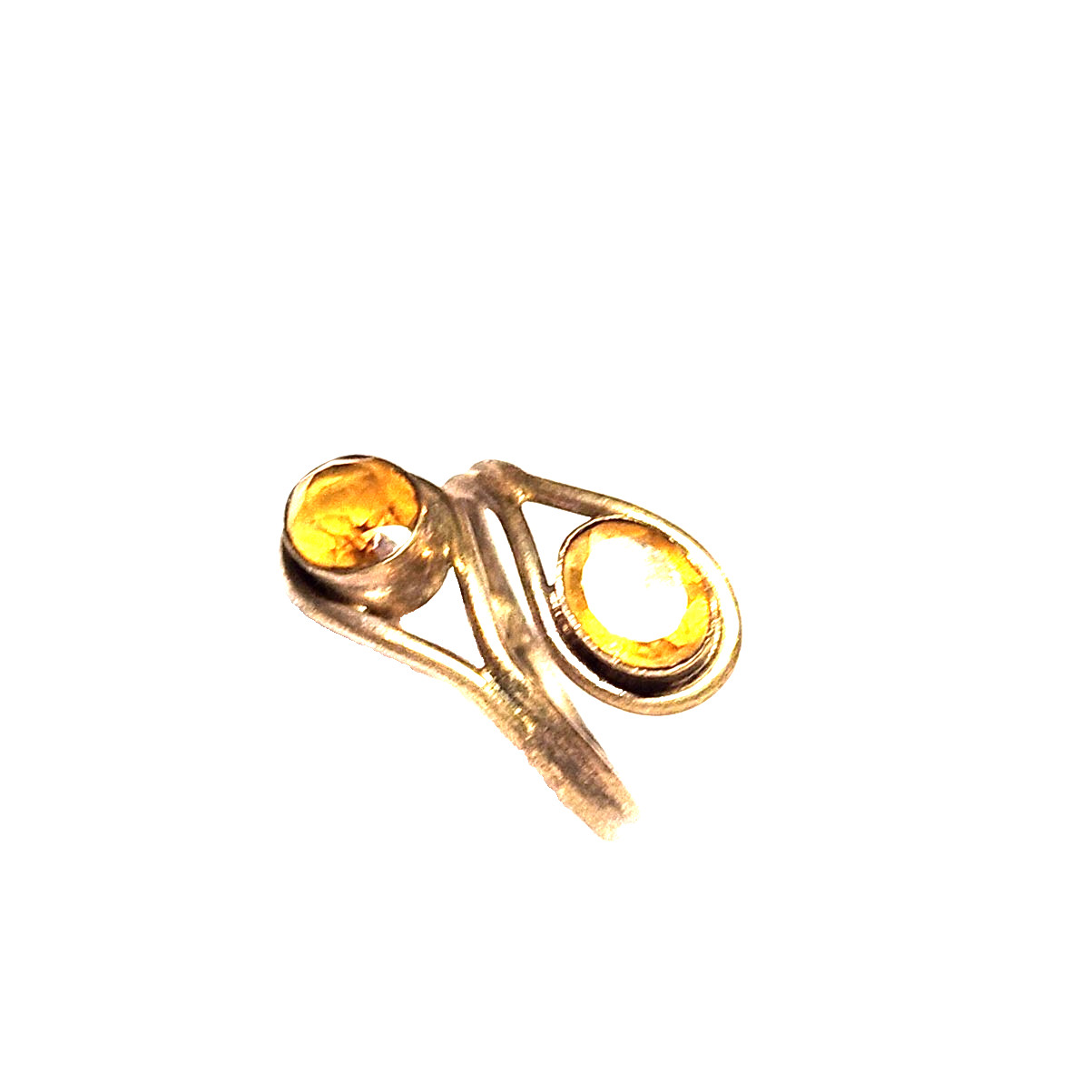 Artisan Yellow Citrine Faceted Oval Wrap Statement Ring Sz 7.5 Gold Tone Boho