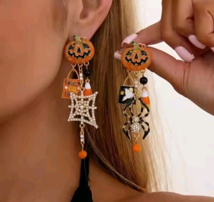 Halloween Earrings Collection Pumpkin Ghost Spider Skeleton Gothic Dangle Gift