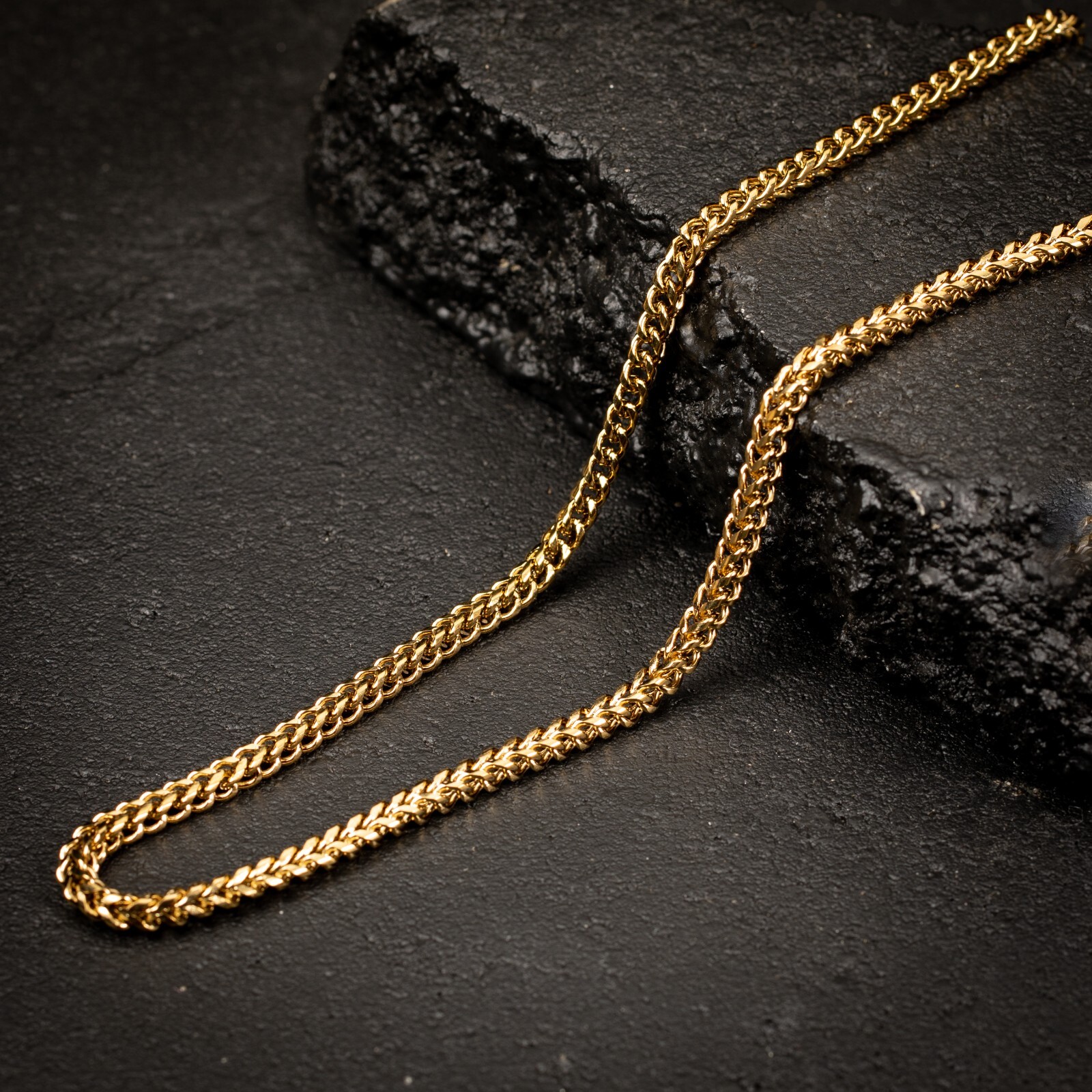 Yellow Gold Plated Solid Heavy 316 Stainless Steel 4MM Franco Chain Necklace