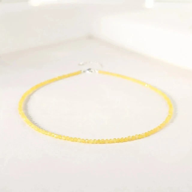 Citrine Choker Necklace 2mm Crystal Gemstone Faceted Beads Minimalist Dainty