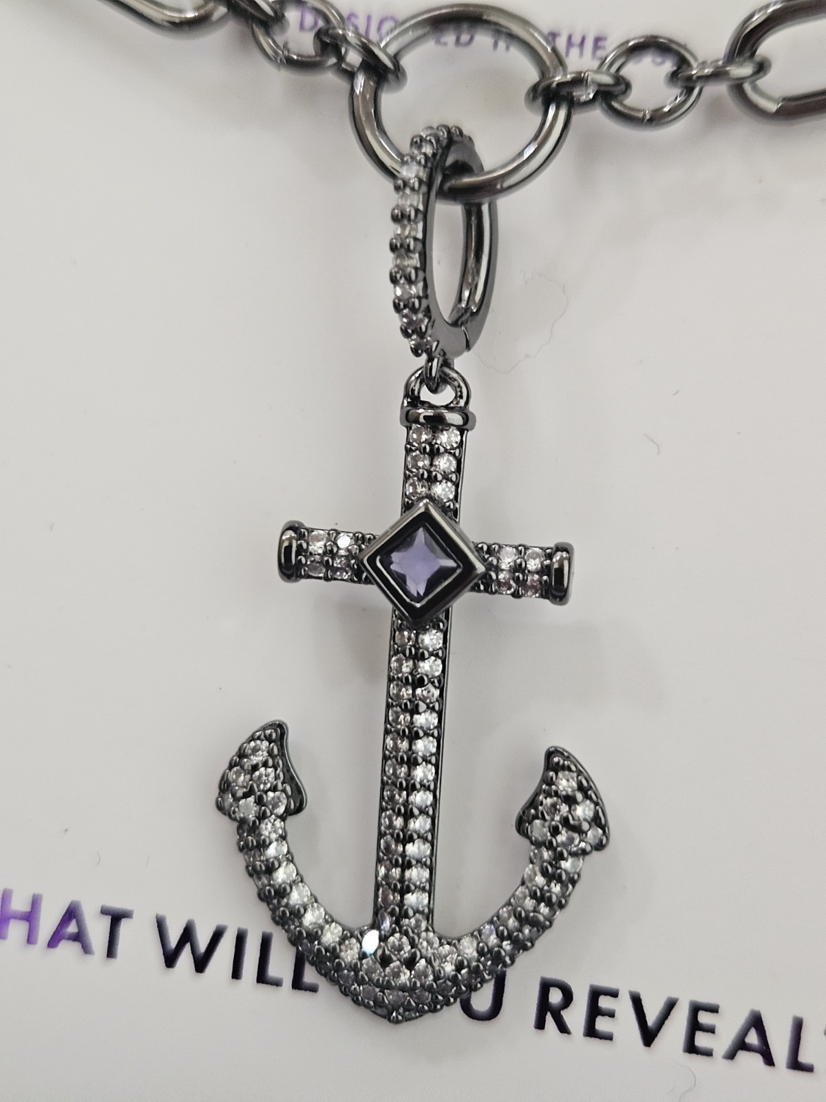 Bomb Party Sirens “The Unseen Lure” Anchor Necklace Tanzanite On Hematite NEW