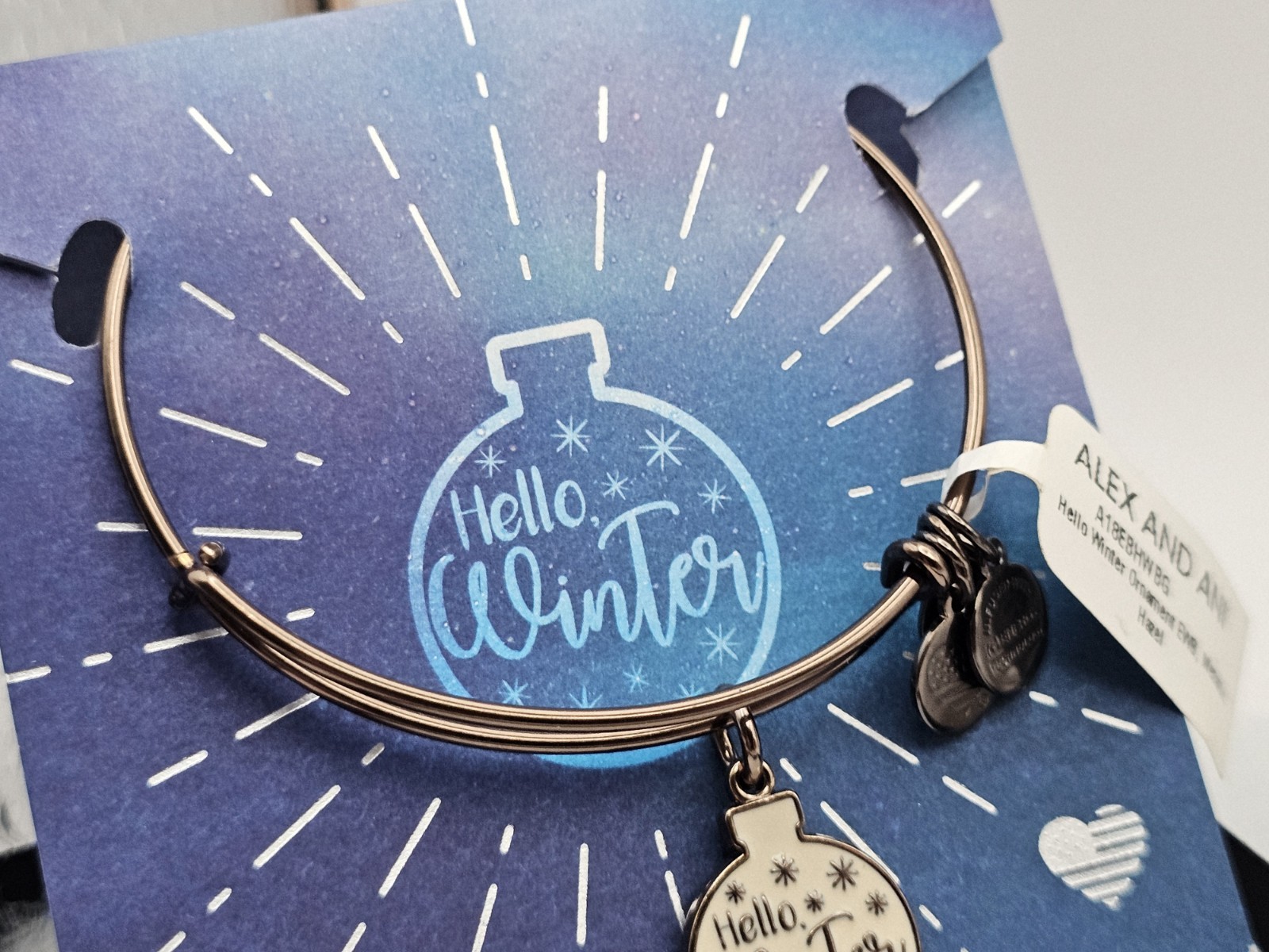Authentic Alex & Ani Hello Winter Ornament, Metallic Hazel Charm Bracelet ✨️ 🎄