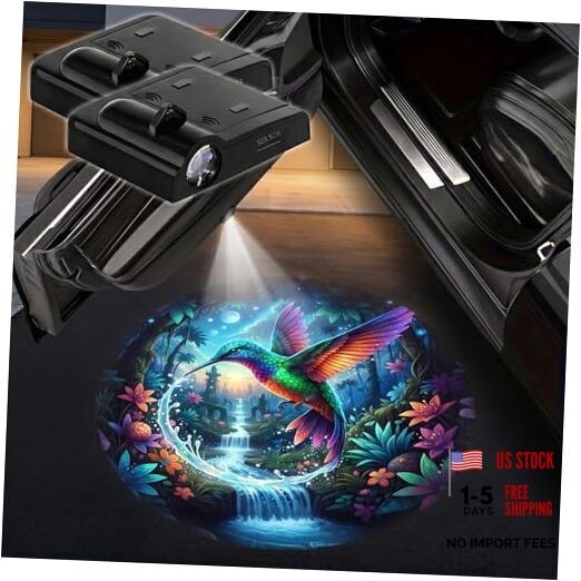 2PCS Car Door Lights Projector, Magnetic Logo Projector Door Hummingbird
