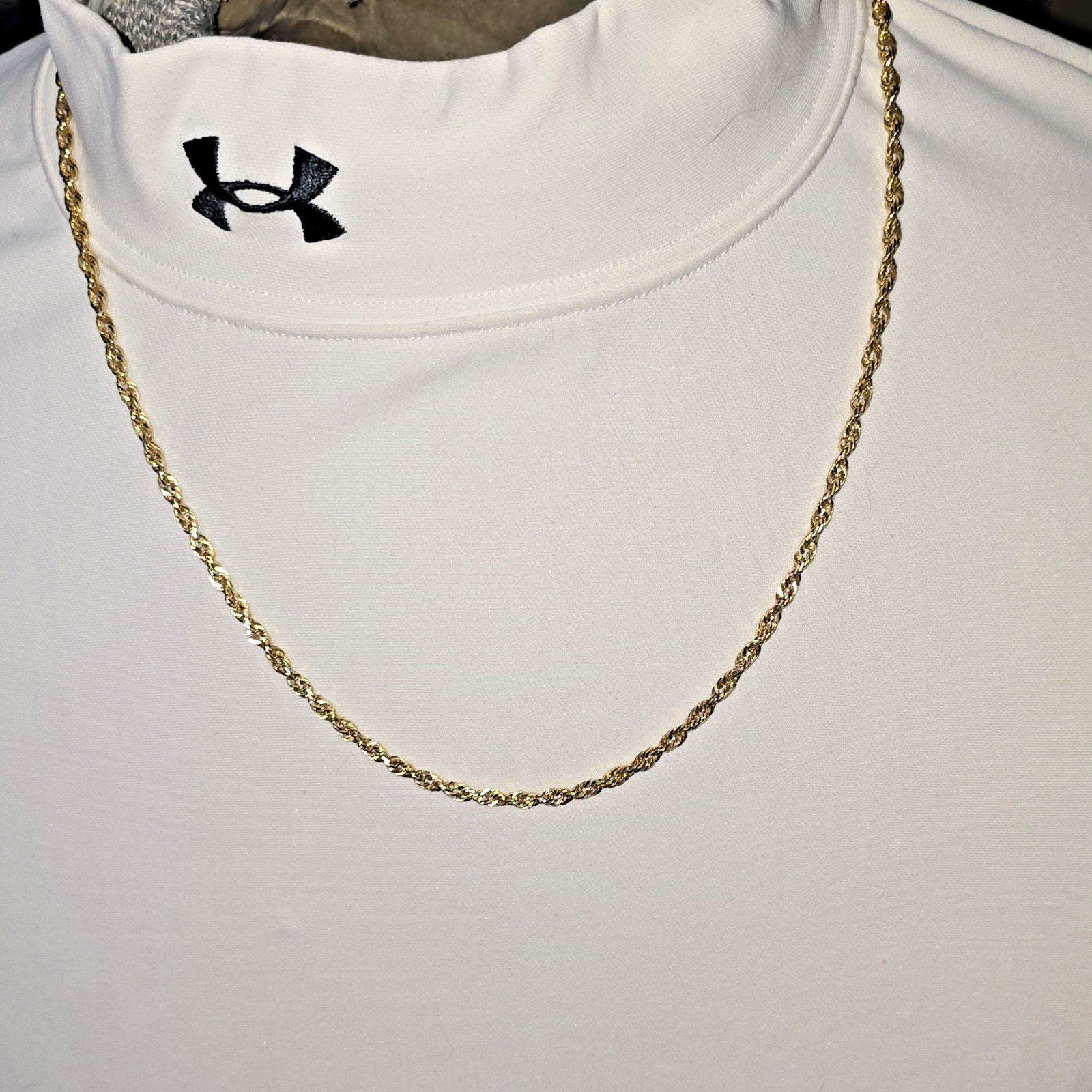 10k Solid Gold Handmade Diamond-Cut 24″ Rope Chain with Lobster Clasp Closure